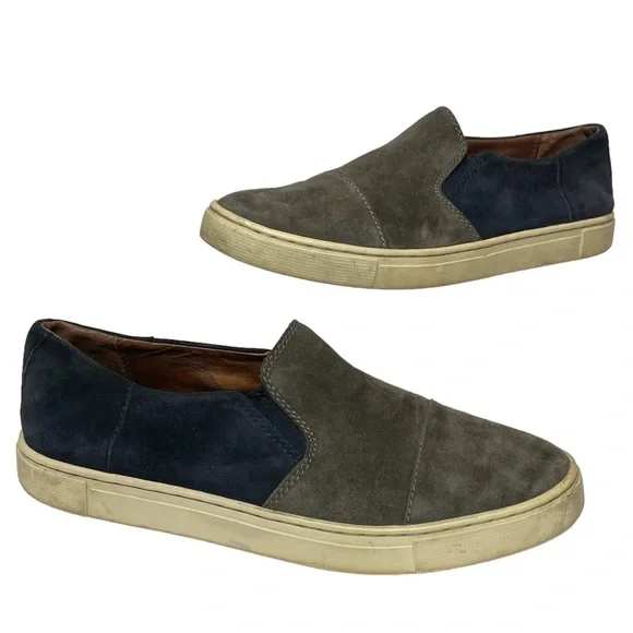 Frye ‘Gemma’ Suede Cap Toe Slip On Loafers in Charcoal Gray & Navy Blue Size 7.5 - Picture 2 of 11